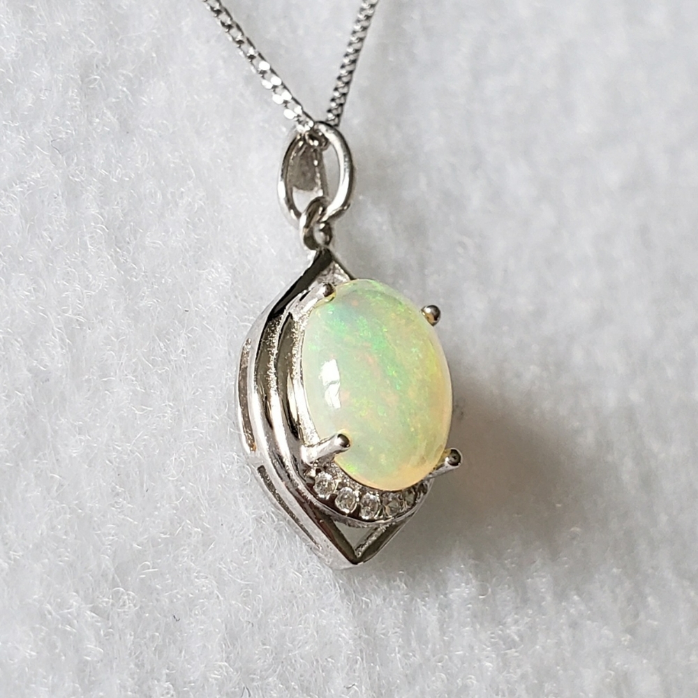 HOST PICK!Sterling Natural Australian Opal Pendant - Picture 5 of 8